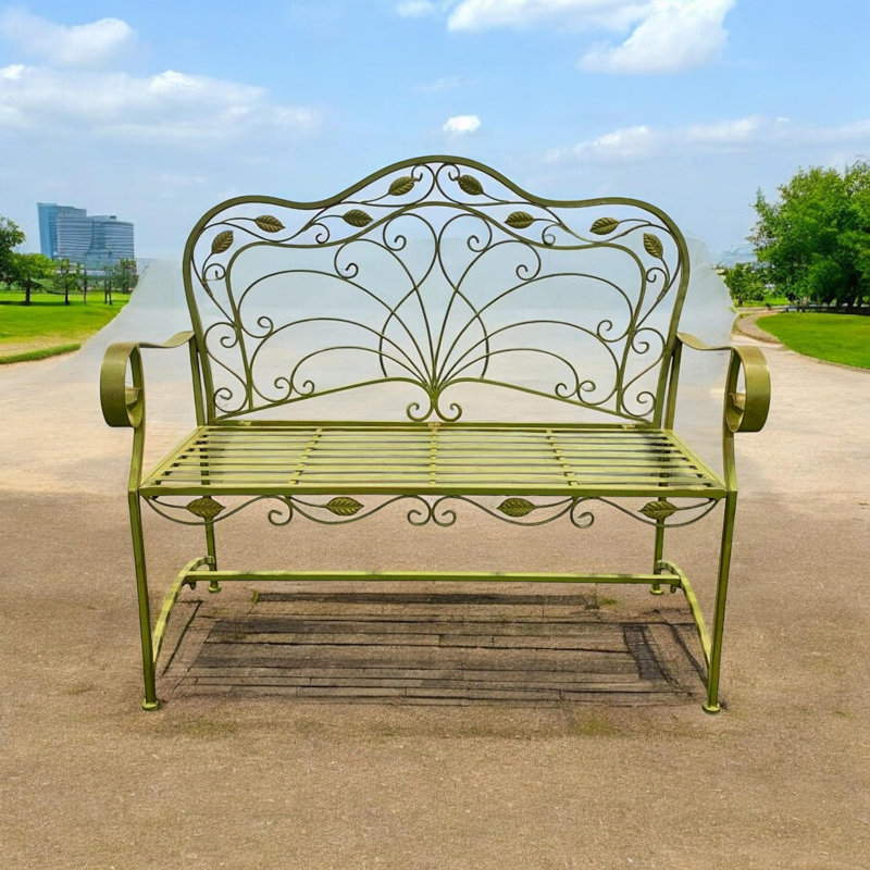 Metal Garden Bench, Green