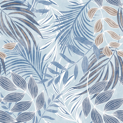 Papier peint floral à motif floral indigo