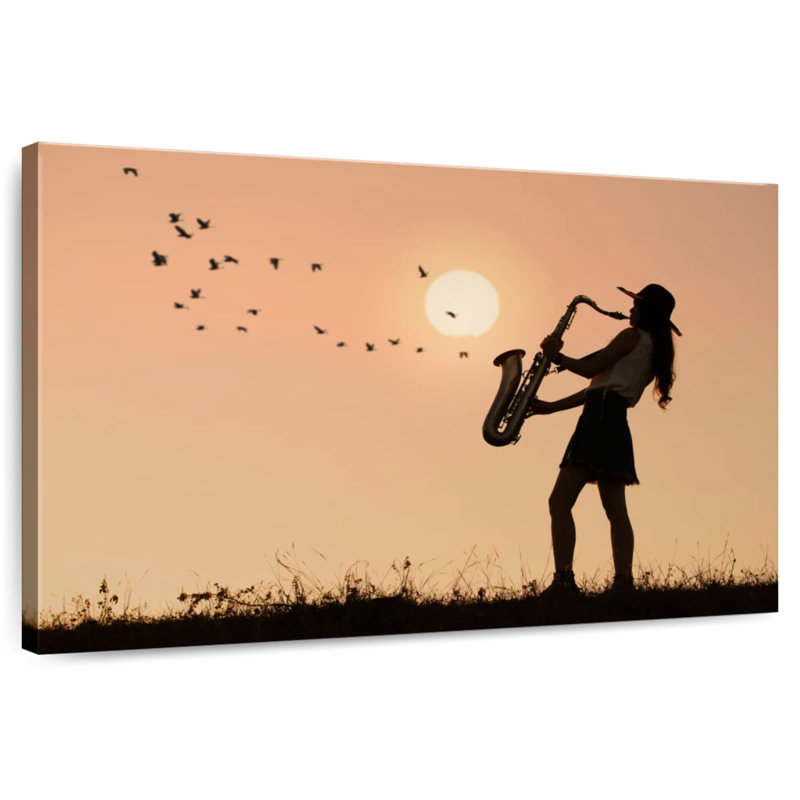 Abarca Woman Saxophone Player, 8" H x 12" W