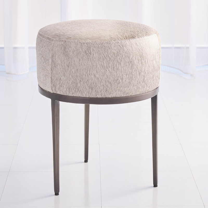 Urban Stool w/Hair-on-Hide, Antique Gunmetal/Gray