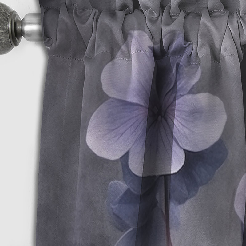 Purple Grey Violets Dream I - Traditional Blackout Floral Curtain - 1 Panel, 52" W x 63" L
