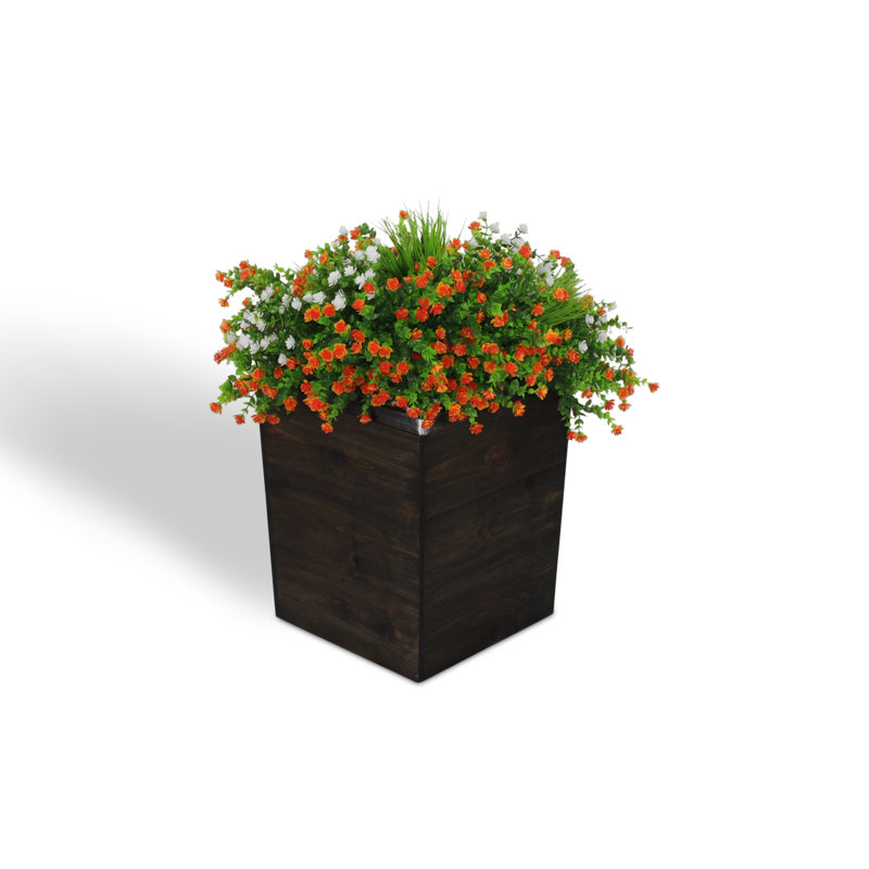 Boîte à fleurs en bois Campton, H 17 po x l 14 po x P 14 po, Enduit noir