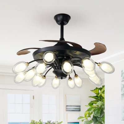 Joniell 42" Ceiling Fan with 16-Light Glass Shades Silent And Reverse