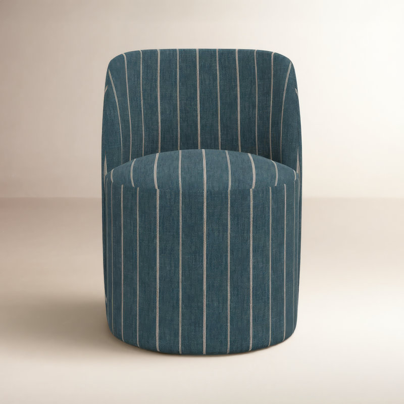 Chaise rembourrée en bois massif Begonia, Frigo à rayures indigo