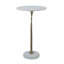 Table d'appoint ronde 14 po x 14 po x 24 po avec plateau en marbre blanc et palmier doré