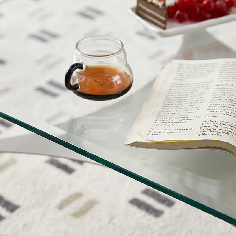 Square Tempered Glass Stainless Steel Coffee Table