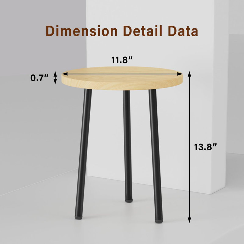 Petite table ronde pour plante d'intérieur 14 pouces Mid Century Modern Decor, Burlywood