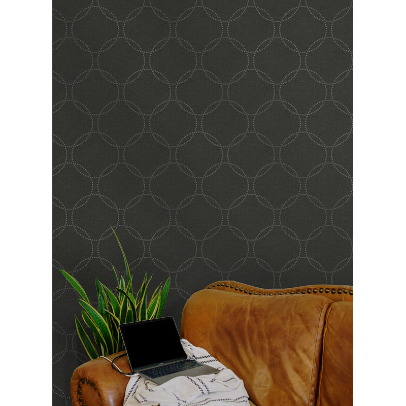 Aldershot 10.05m x 53cm Textured Metallic Wallpaper Roll, Grey/Black