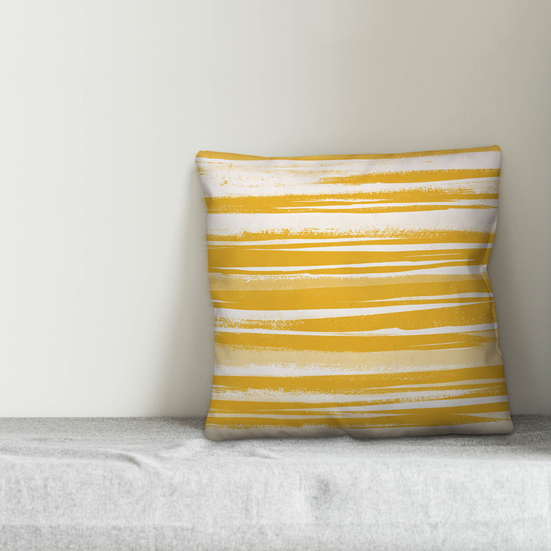 Coussin Kansas, Jaune / abstrait, 16 po x 1 po