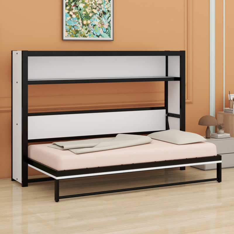 Lit escamotable avec tablettes Murphy, Blanc