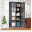 Grande armoire de rangement en métal avec 4 portes en verre et 5 tablettes, idéale pour exposer et organiser n'importe quelle pièce.