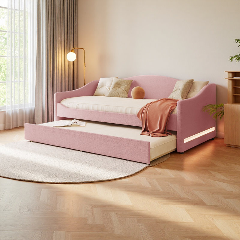 Lit de jour rembourré Teddy, Rose