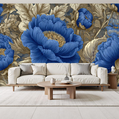 Papier peint adhésif moderne avec motifs floraux dorés et romantiques complexes, H 69 po x l 96 po, papier peint amovible en PVC, autocollant, luxe minimaliste, décoration murale nordique, pour chambre à coucher, salon