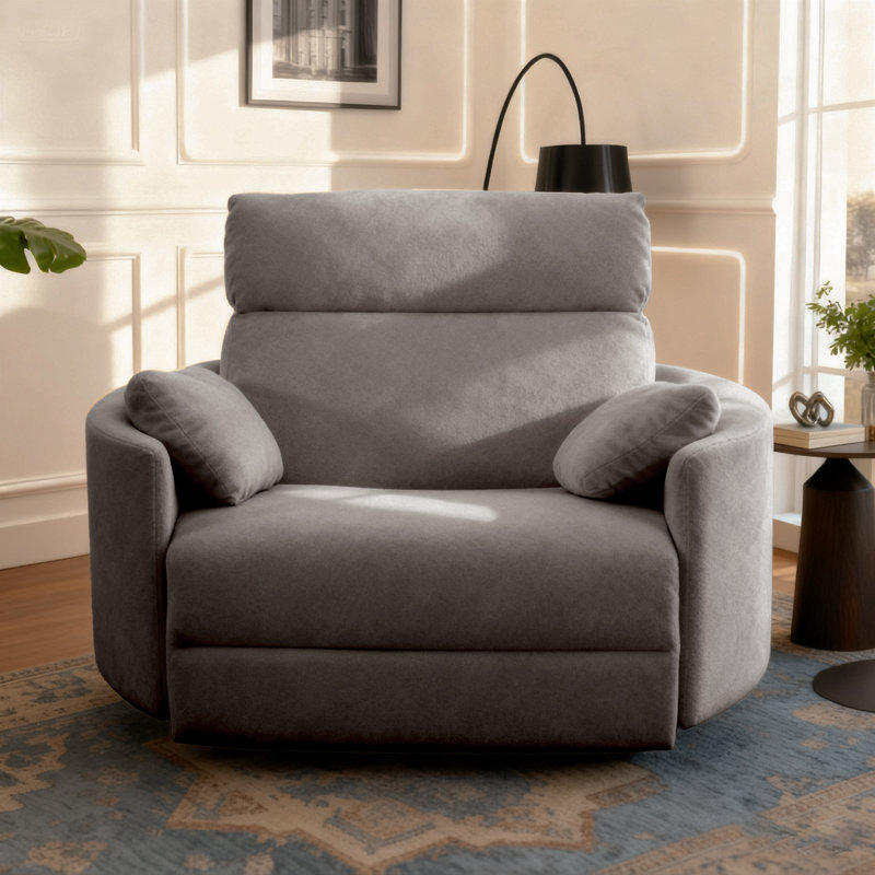 Oversized 54" Chenille Power Recliner with USB and Type-C Ports, Gray
