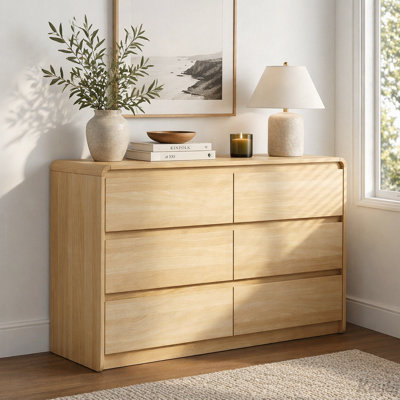 6-Drawer Dresser with Spacious Countertop and Concealed Handles