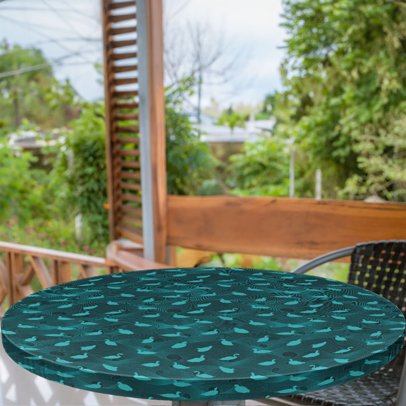 East Urban Home Turquoise Blue Fitted Round Diameter Petrol Blue Turquoise 113765, 47.24" Round
