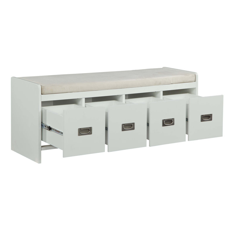 Banc en tissu beige avec rangement Berci