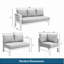 Ensemble de conversation modulaire en aluminium 4 pièces pour patio, canapé 7 places avec coussins épais et table basse