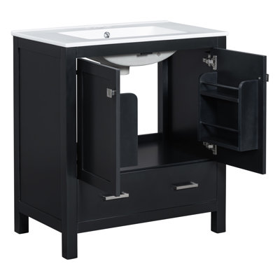 Ensemble de meuble-lavabo double autoportant 60 po avec lavabos doubles en céramique 60 po