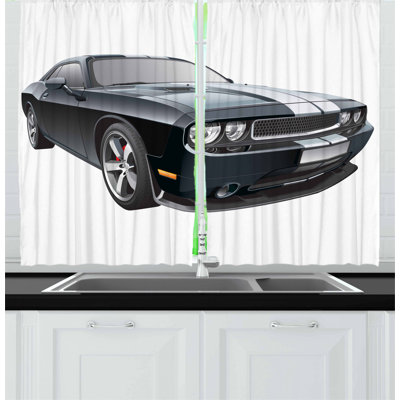 Cars 2 Piece Kitchen Curtain