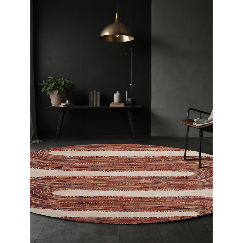 Tapis brun lavable à la machine, Rond 5 pi