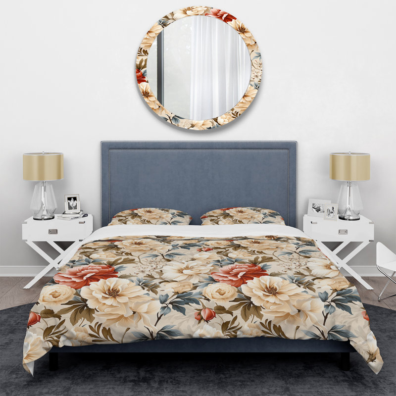 Ensemble de housse de couette Vintage Florals IV, Housse de couette simple + 1 taie décorative stan
