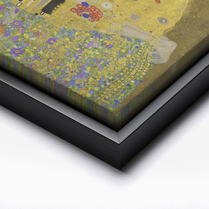 Gustav Klimt - The Kiss No1, 16"H x 20"W, Canvas, Black Framed