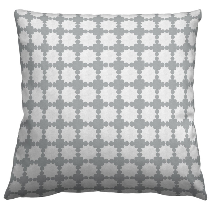 Silhouette Petite Square Pillow Cover & Insert, Gray/Ivory Geometric 2, 18" H x 18" W, Square