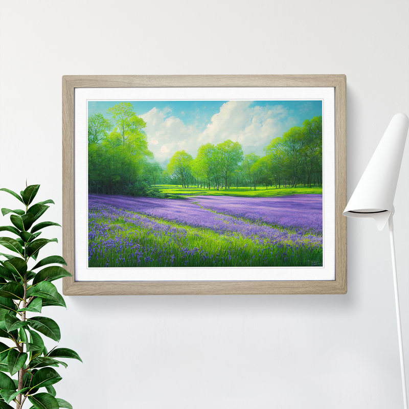 Spectacular Bluebell Field - Framed Print, 46cm H x 64cm W x 2cm D, Oak