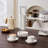 6-Piece Stackable White Ceramic Mug & Saucer Set With Silver Display Rack | 9 Oz Latte Cups, Complete Serving Set For 6-122829690