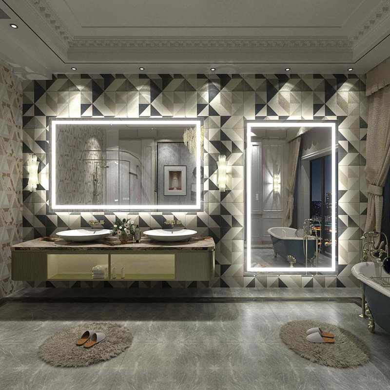 UL Certified Front & Back LED Anti-Fog Tempered Glass Bathroom/ Vanity Mirror - Basics by Wayfair™, 57" x 36"