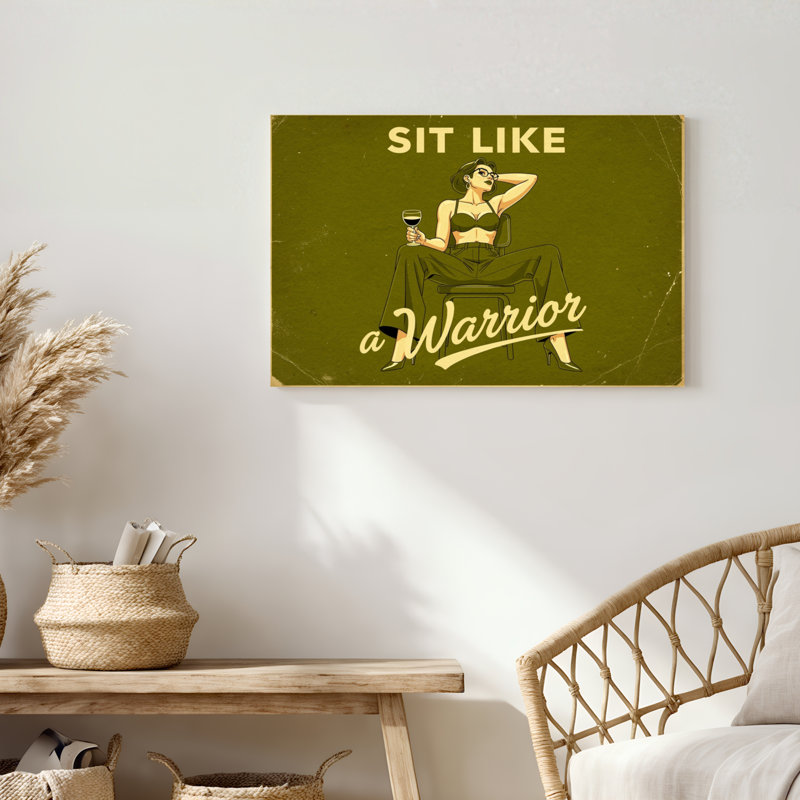 «Gallery Wrap», art mural sur toile pour le salon, la chambre à coucher, le bureau ou le vestibule - décoration murale décorative avec «Sit Like A Warrior»