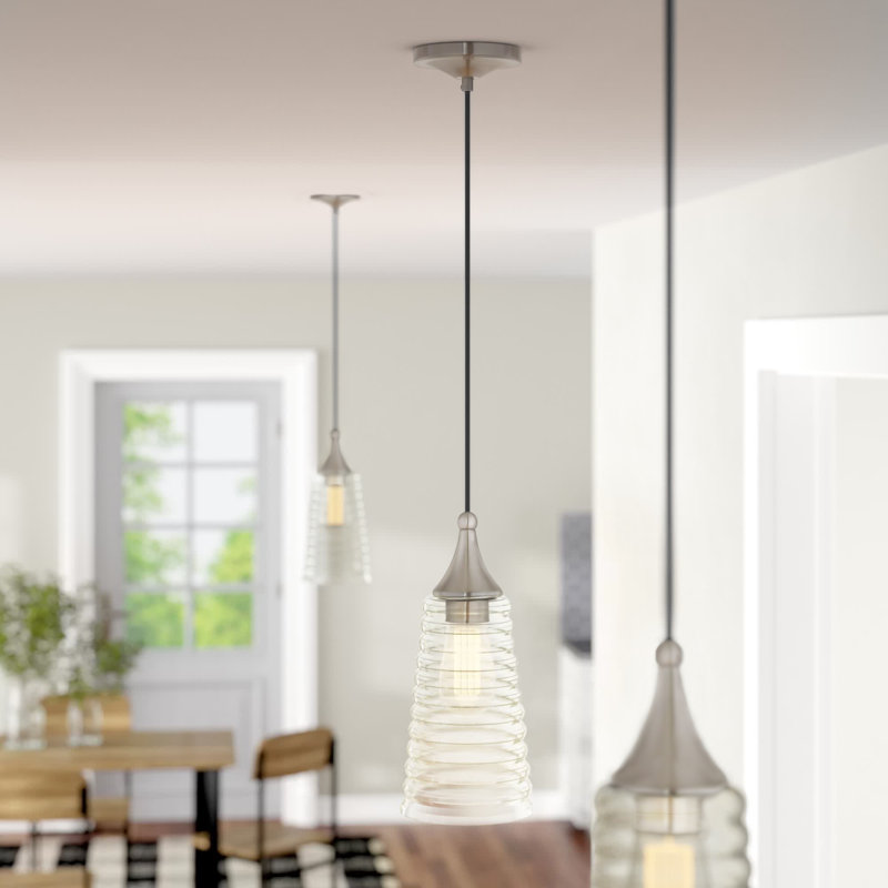 Luminaire suspendu conique à 1 lumière Wahl, Nickel brossé