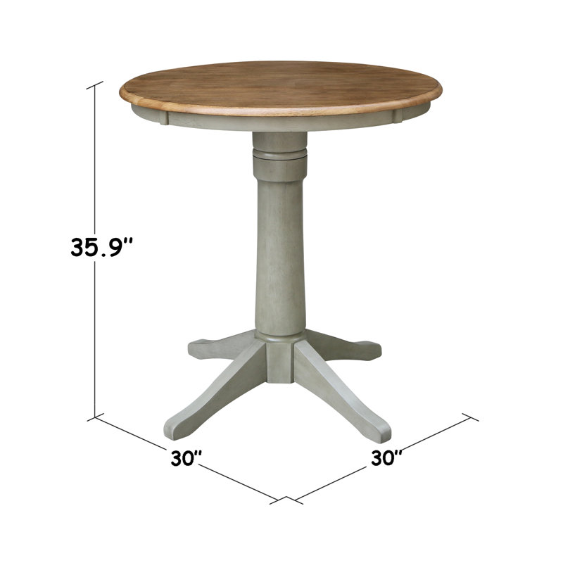 Gianluka Counter Height Solid Wood Dining Table, 35.9" H x 30" L x 30" W, Hickory/Stone