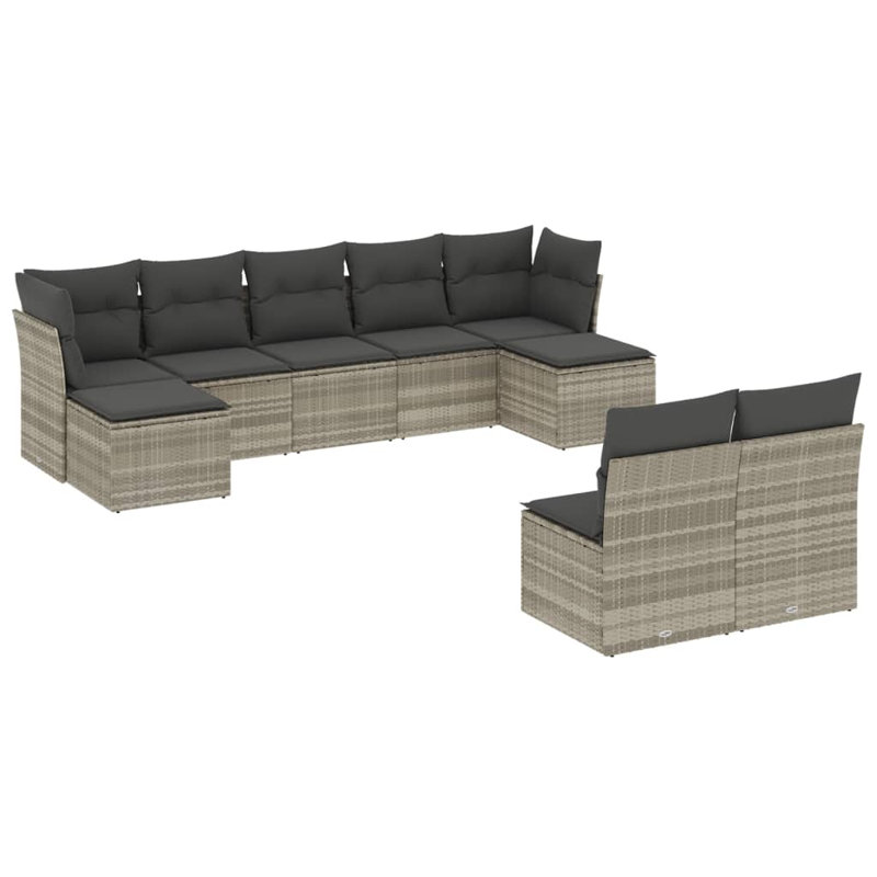  Ensemble de canapé de patio modulaire en rotin PE gris clair