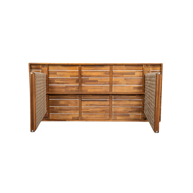 Ensemble de table de salle à manger d'extérieur en bois d'acacia avec 1 table et 1 banc, brun, Brun