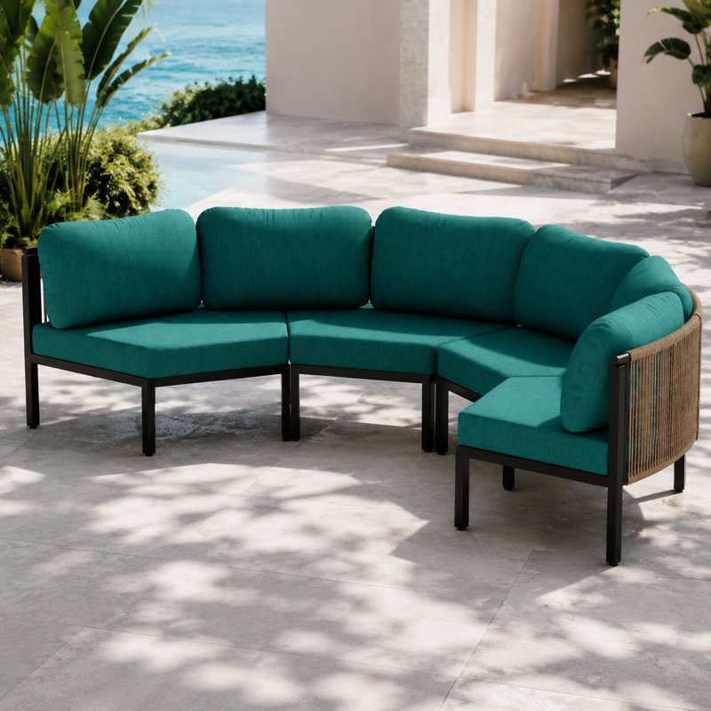 Ensemble de canapé modulaire d'extérieur en aluminium , Malachite, 4