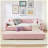 Pink Full Size Upholstered Convertible Daybed with Tufted Backrest, Trundle, and Storage-129412853