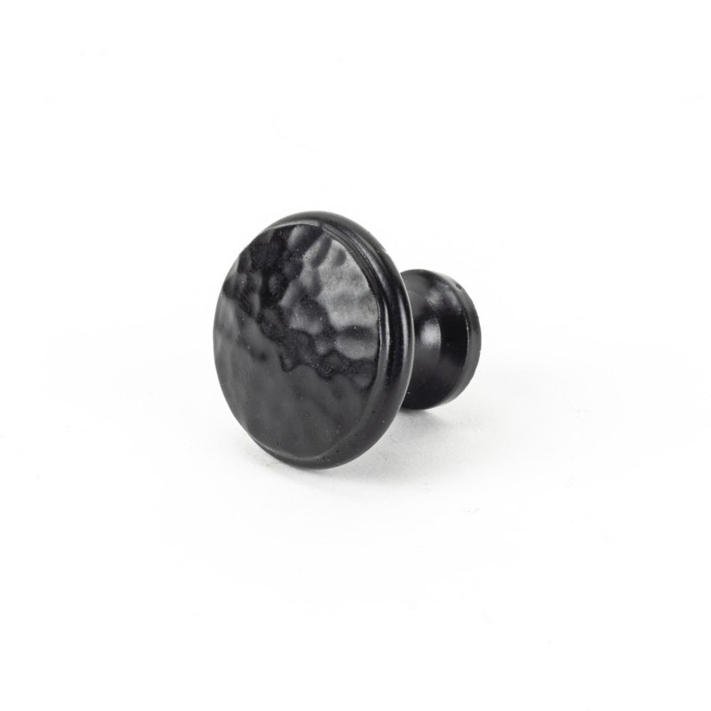 Hammered 30mm Diameter Round Knob, Black