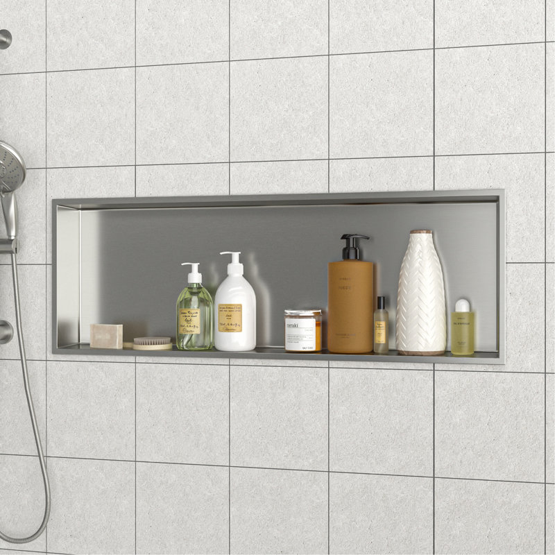 Stainless Steel Shower Niche, Brushed Nickel, 3.94" H x 37" W x 13" D, Brushed Nickel