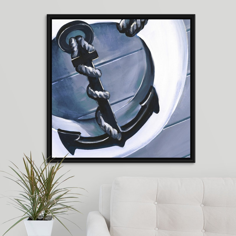 « sea faring life xiv », peinture sur toile, H 31,7 po x l 31,7 po x p 1,75 po, Cadre flottant noir