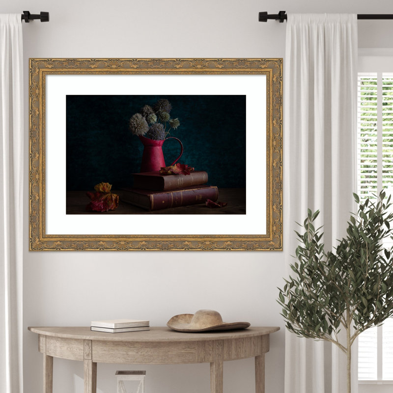 "tout devient vieux" par Ramiz sahin, reproduction d'art encadrée sur bois, Filigree Gold, 28x36