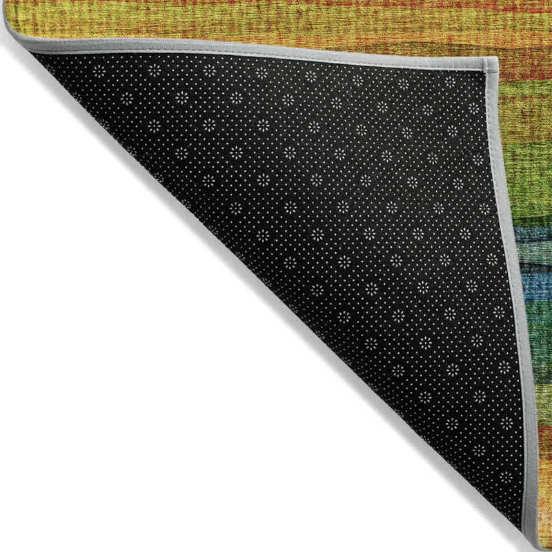 Machine Washable Indoor/Outdoor Xhevrie Green Rug, Rectangle 2'6" x 3'10"