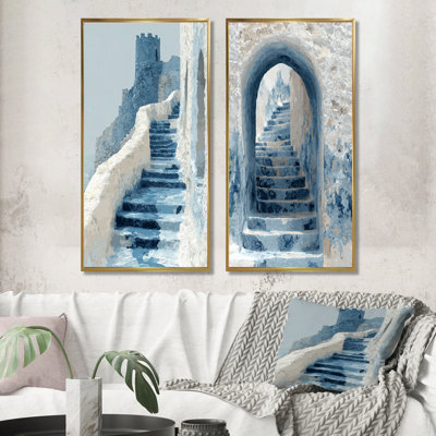 Morocco White Rabat Kasbah Path I - Morocco Wall Art 2 Pieces Set