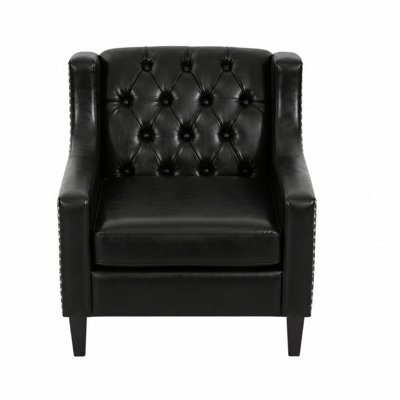Mid-Century Tufted Armchair with Nailhead Trim