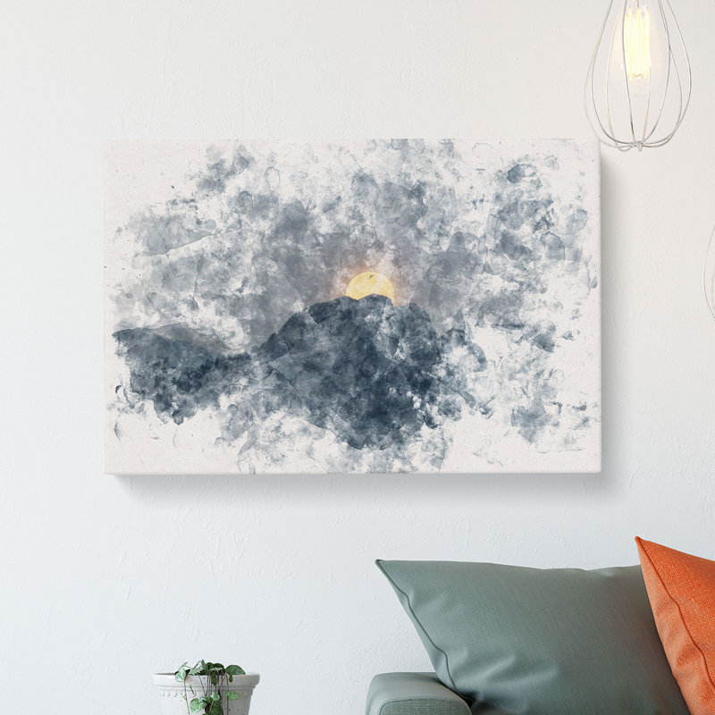 Moon Behind The Mountains In Canada - Wrapped Canvas, 60cm H x 91cm W x 3cm D