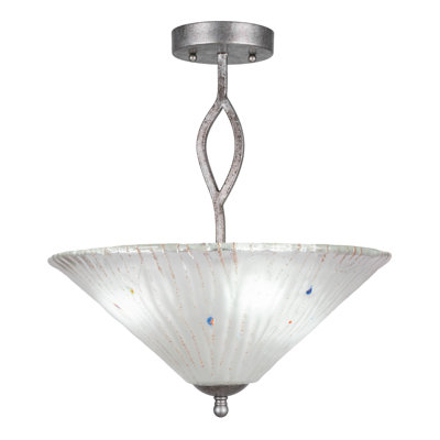 Hiroko Revo Semi-Flush Shown In Aged Silver Finish With 16" Crystal Glass