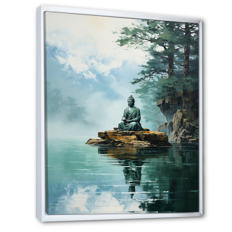 «Tranquil Mind Meditation I», reproduction sur toile, H 20 po x l 12 po x P 1 po, Cadre flottant blanc