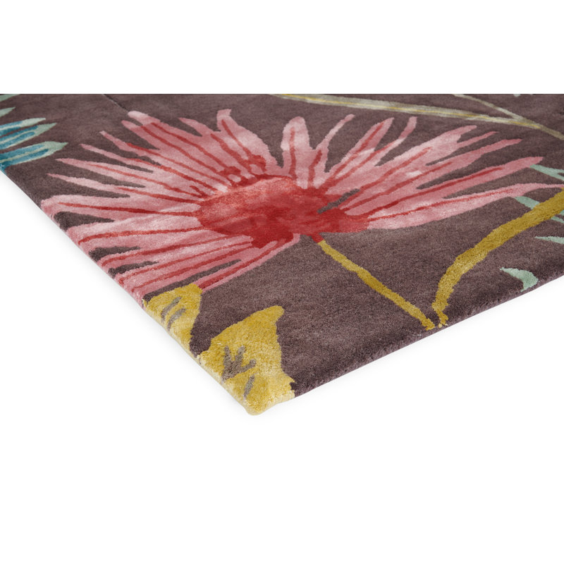 Yasuni Floral Area Rug in Brown/Red/Yellow, Rectangle 5'7" x 7'10"