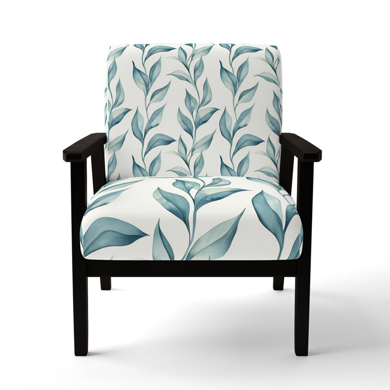 Chaise rembourrée Coastal Green, Accoudoirs carrés noirs